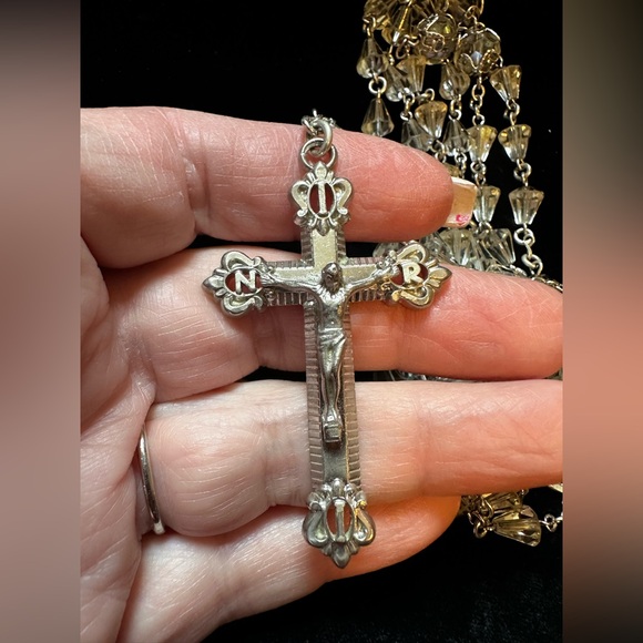 Vintage‎ Sterling Silver Rosary With Faceted Crystal Beads 23” - Picture 2 of 6